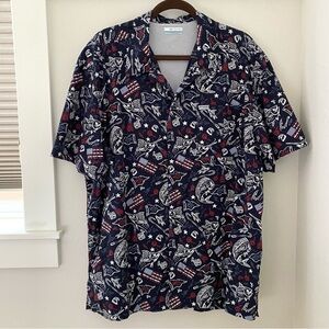Columbia PFG Fishing Shirt Button Up Patriotic American Flag Large